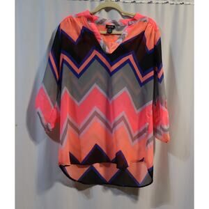 Justify Multicolor Chevron Sheer Blouse Size XL